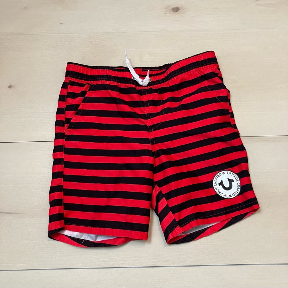 True religion toddler boy striped swim trunks size 4